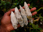 Natural Drusy Quartz Coated Spearhead Calcite Specimens x 12 From Albert's Mountain, Lesotho