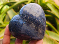 Polished Large Lazulite Hearts x 6 From Madagascar