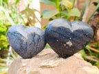 Polished Large Lazulite Hearts x 6 From Madagascar