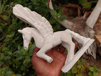Hand Made White Soapstone Pegasus Carving x 1 From Zimbabwe