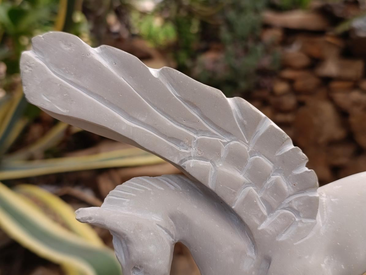 Hand Made White Soapstone Pegasus Carving x 1 From Zimbabwe