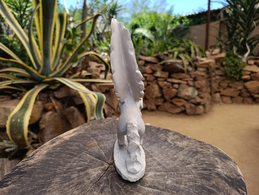 Hand Made White Soapstone Pegasus Carving x 1 From Zimbabwe