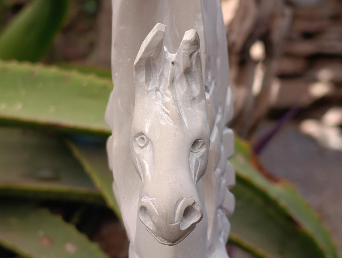 Hand Made White Soapstone Pegasus Carving x 1 From Zimbabwe