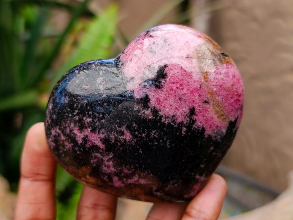 Polished Rhodonite Hearts x 3 From Ambindavato, Madagascar