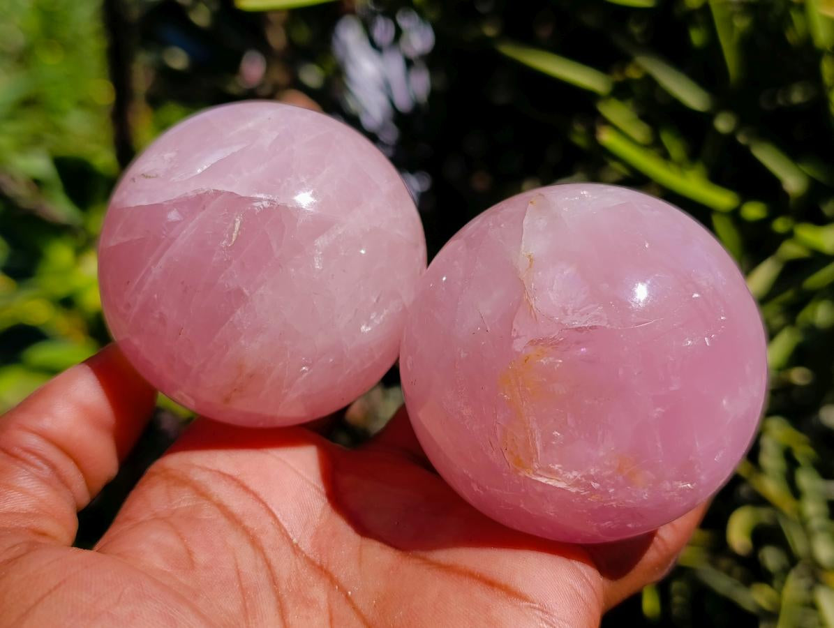 Polished Star Rose Quartz Spheres x 6 From Madagascar