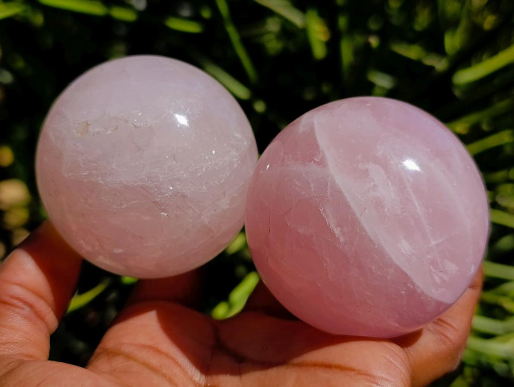 Polished Star Rose Quartz Spheres x 6 From Madagascar