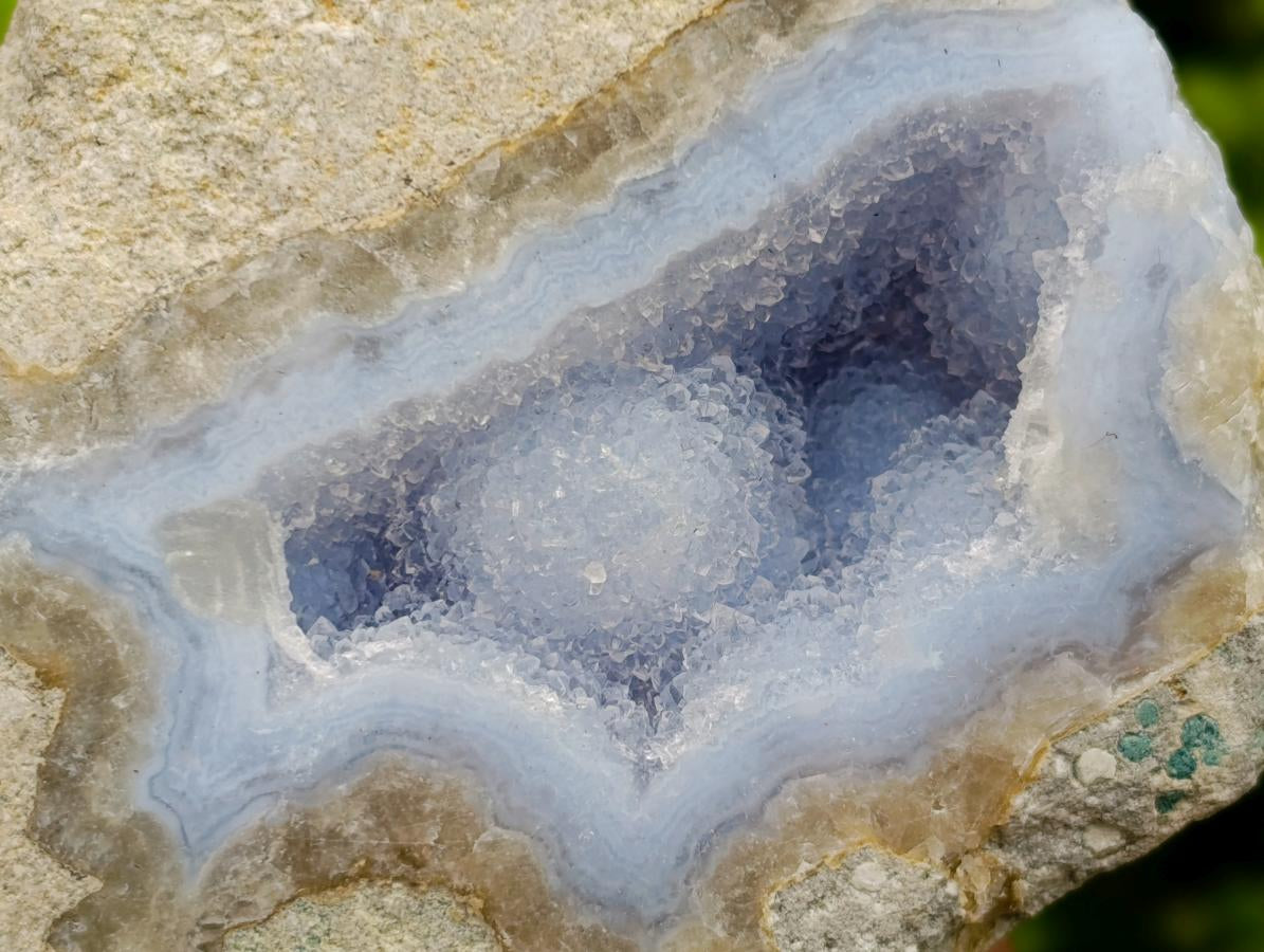 Polished On One Side Blue Lace Agate Geodes x 4 From Nsanje, Malawi