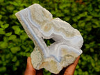 Polished On One Side Blue Lace Agate Geodes x 4 From Nsanje, Malawi