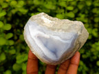 Polished On One Side Blue Lace Agate Geodes x 4 From Nsanje, Malawi