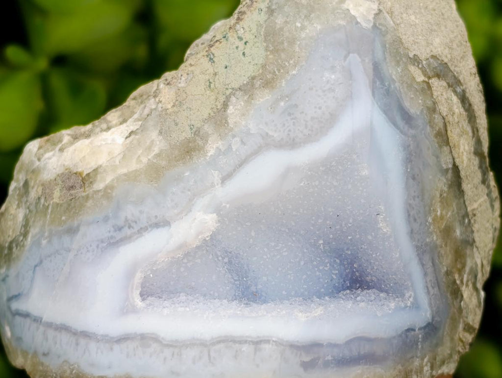 Polished On One Side Blue Lace Agate Geodes x 4 From Nsanje, Malawi