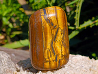Polished Jumbo Golden Tigers Eye with Banded Iron Stone Free Forms x 4 From Prieska, South Africa