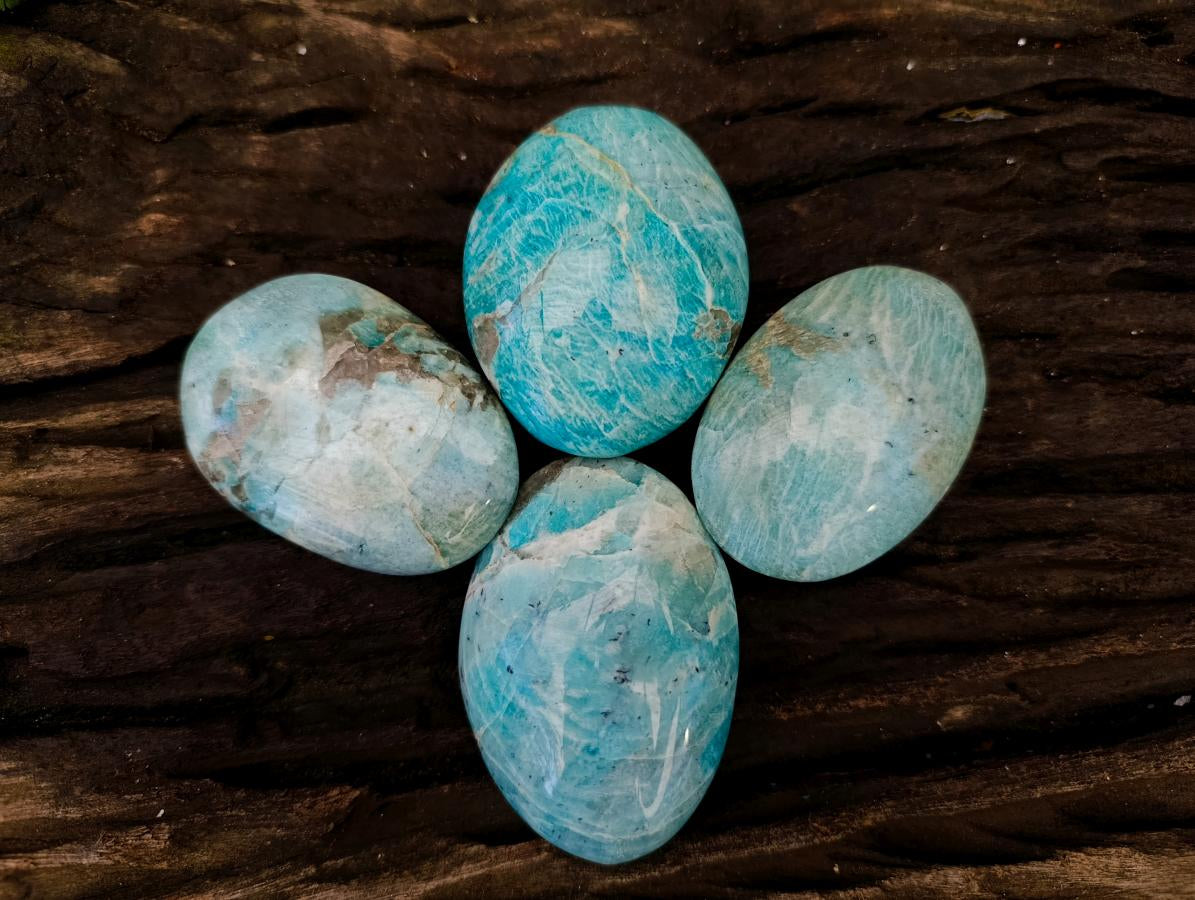 Polished Amazonite Palm Stones x 12 From Madagascar
