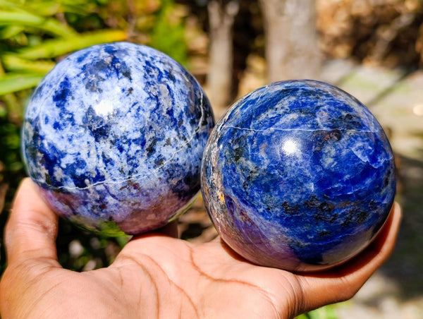 Polished Sodalite Spheres x 2 From Kunene River, Namibia