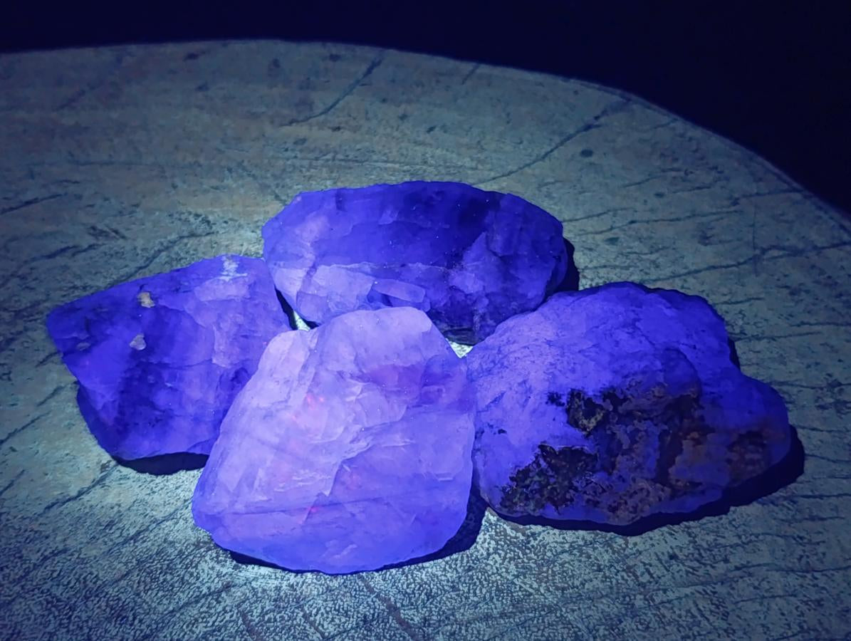 Natural Watermelon Fluorite Cobbed Specimens x 32 From Uis, Namibia