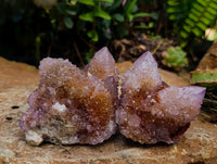Natural Sunburst Ametrine Spirit Clusters x 6 From Boekenhouthoek, South Africa