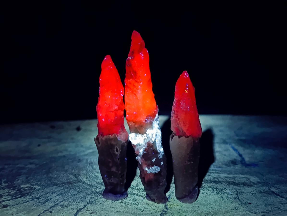 Natural Drusy Quartz Coated Spearhead Calcite Specimens x 35 From Albert's Mountain, Lesotho