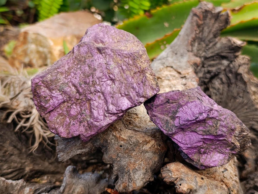 Natural Metallic Cobbed Purpurite Specimens x 6 From Erongo, Namibia