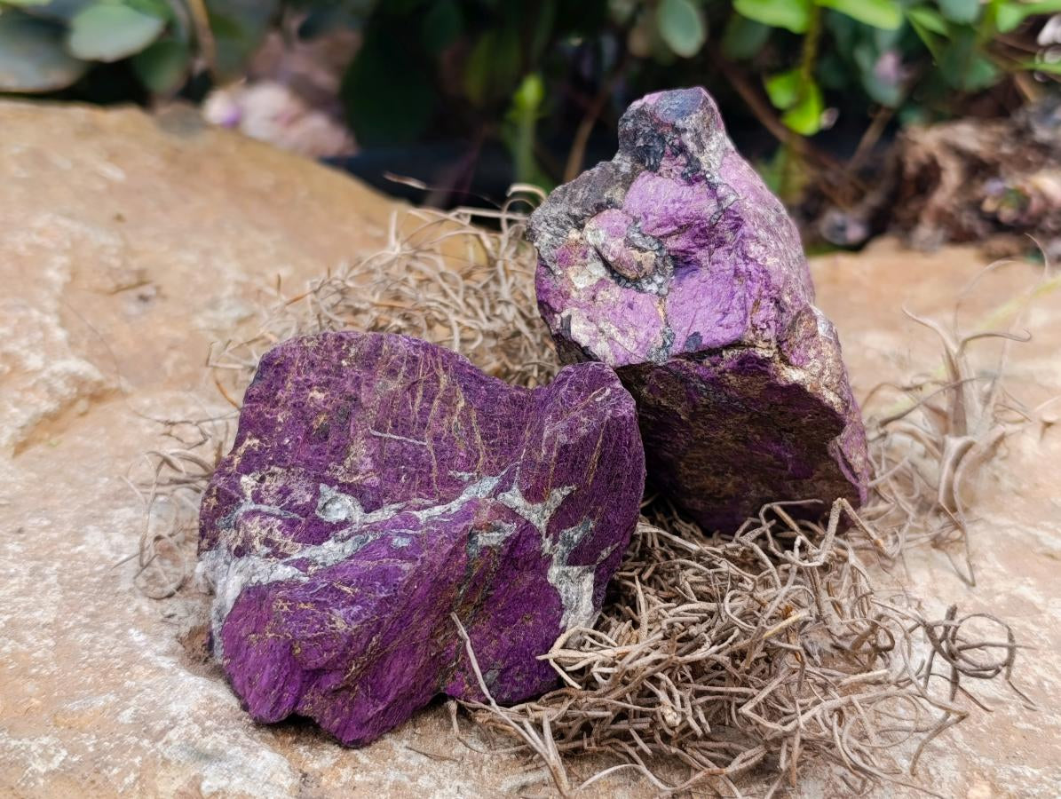 Natural Metallic Cobbed Purpurite Specimens x 6 From Erongo, Namibia