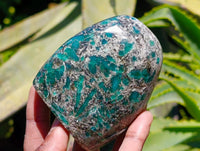 Polished Emerald Mica 'Mutokolite' Standing Free Forms x 3 From Mutoko, Zimbabwe