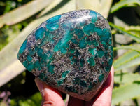 Polished Emerald Mica 'Mutokolite' Standing Free Forms x 3 From Mutoko, Zimbabwe