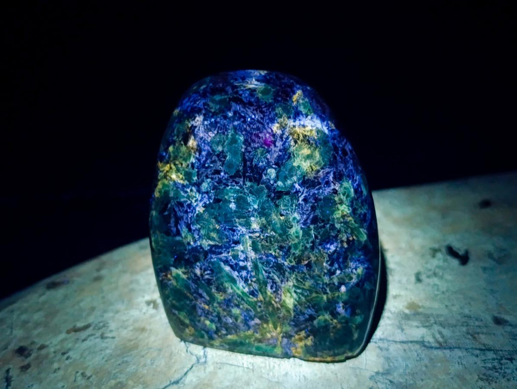 Polished Emerald Mica 'Mutokolite' Standing Free Forms x 3 From Mutoko, Zimbabwe - Toprock Gemstones and Minerals 