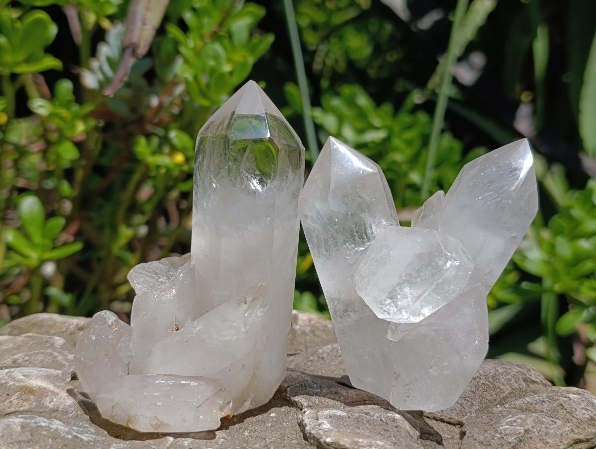 Polished Clear Quartz Clusters x 6 From Madagascar