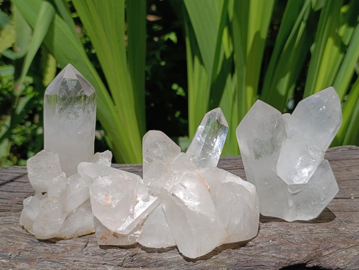 Polished Clear Quartz Clusters x 6 From Madagascar