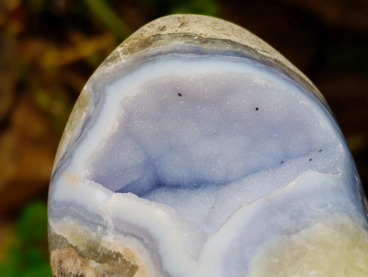 Polished Blue Lace Agate Standing Free Forms x 3 From Nsanje, Malawi