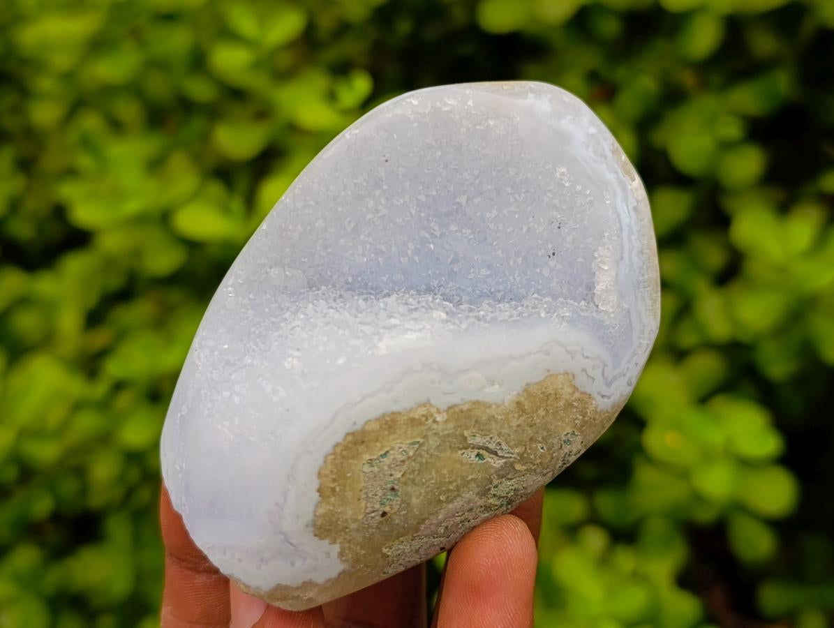 Polished Blue Lace Agate Standing Free Forms x 3 From Nsanje, Malawi
