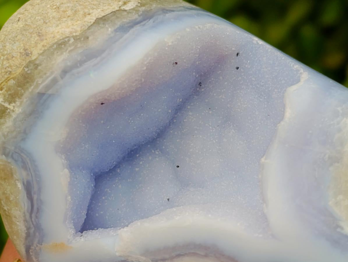 Polished Blue Lace Agate Standing Free Forms x 3 From Nsanje, Malawi