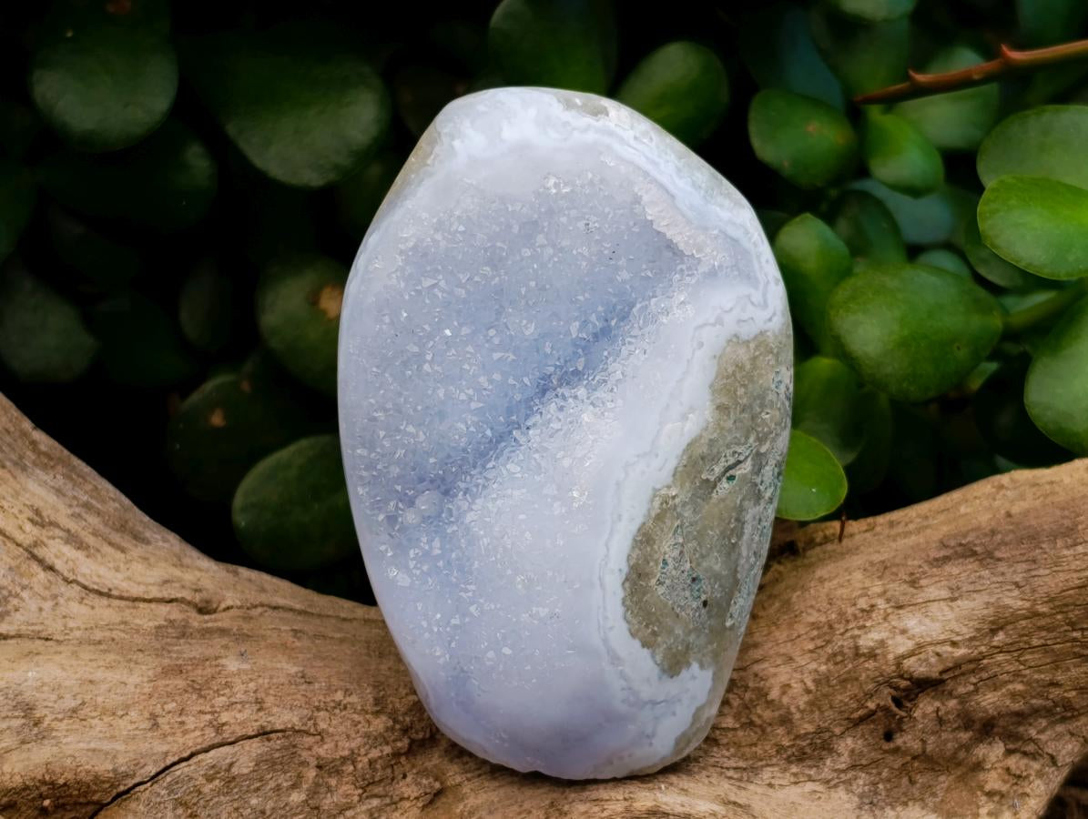 Polished Blue Lace Agate Standing Free Forms x 3 From Nsanje, Malawi