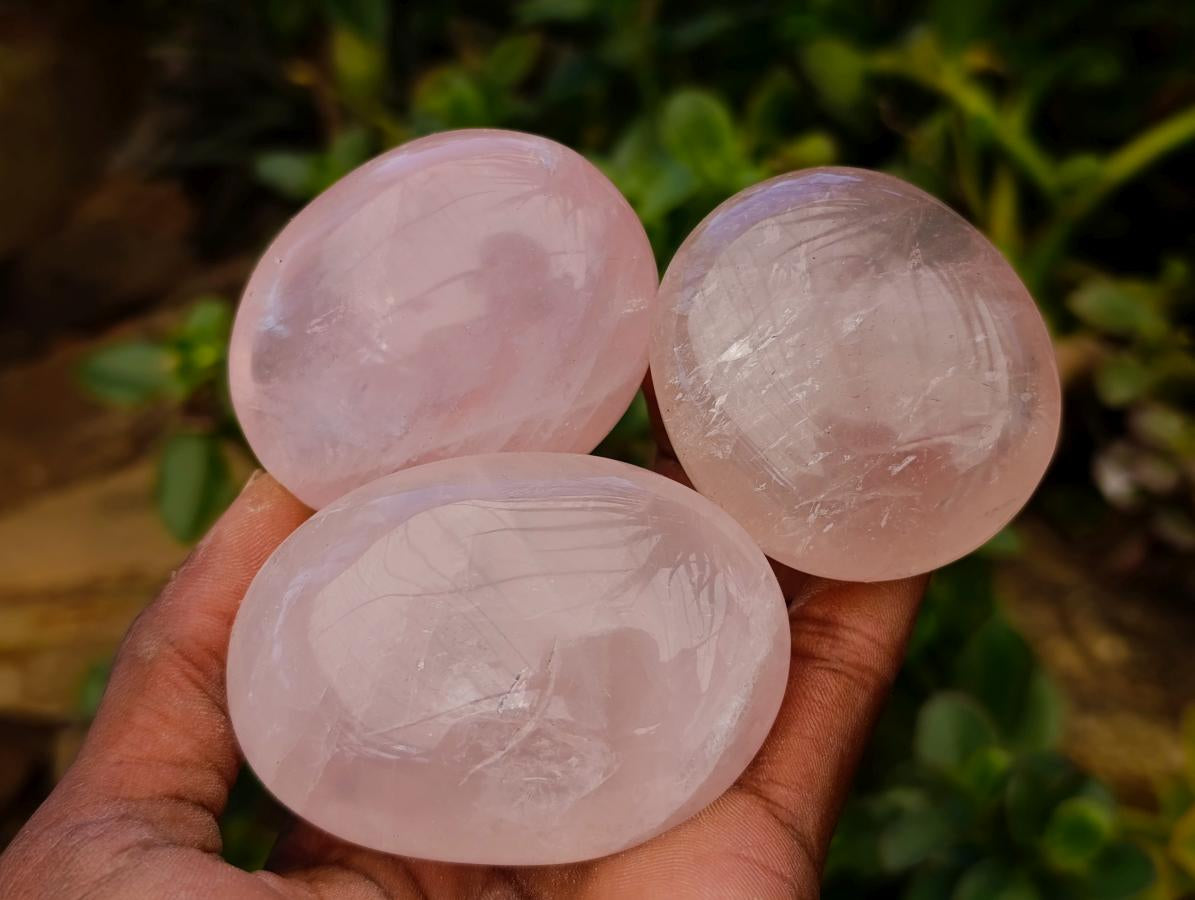 Polished Rose Quartz Palm Stones x 12 From Madagascar
