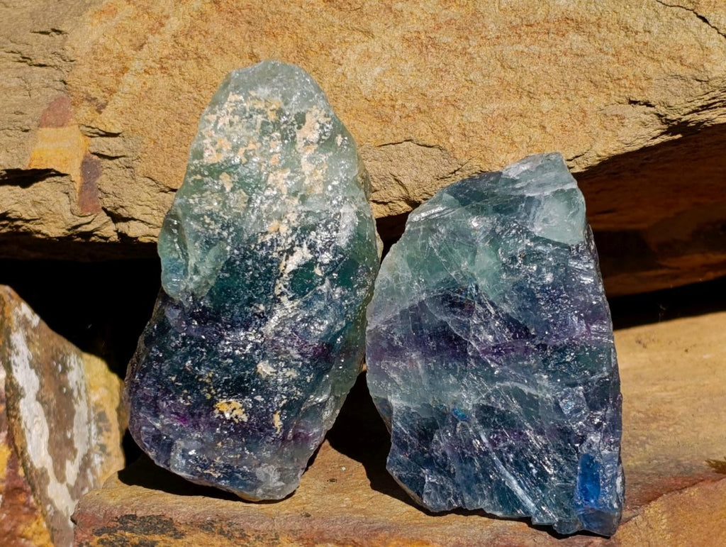 Natural Watermelon Fluorite Cobbed Specimens x 12 From Uis, Namibia