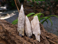 Natural Drusy Quartz Coated Spearhead Calcite Specimens x 12 From Albert's Mountain, Lesotho