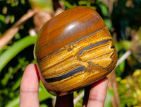 Polished Jumbo Golden Tiger's Eye Free Forms x 3 From Prieska, South Africa