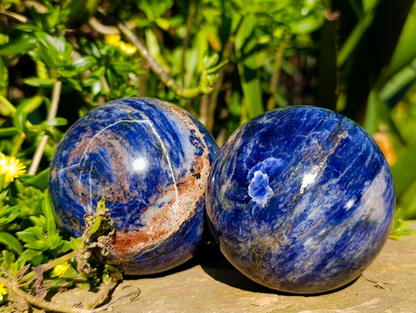 Polished Sodalite Spheres x 2 From Kunene River, Namibia