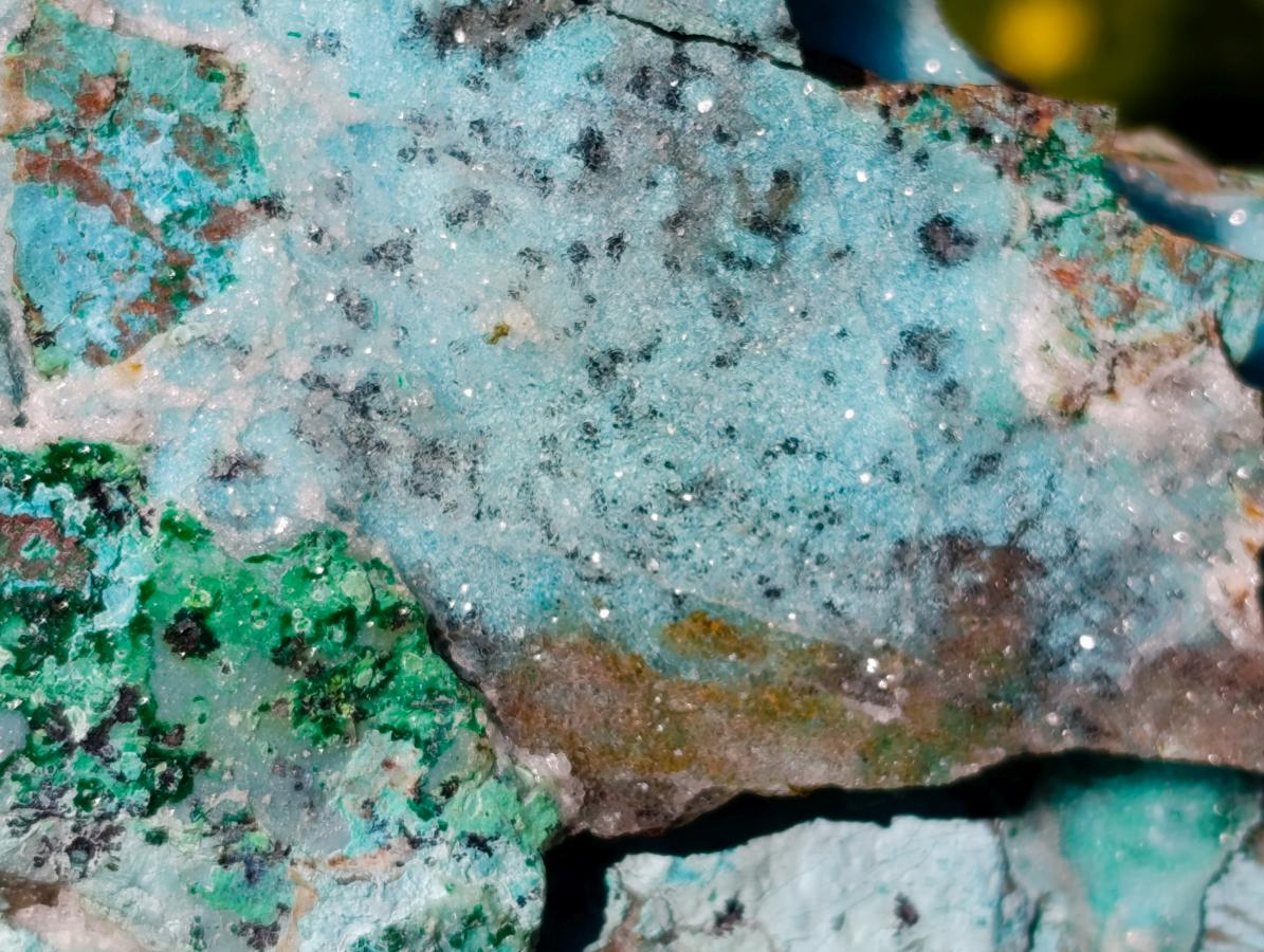 Natural Drusy Coated Chrysocolla On Dolomite Specimens x 3 From Lupoto Mine, Congo
