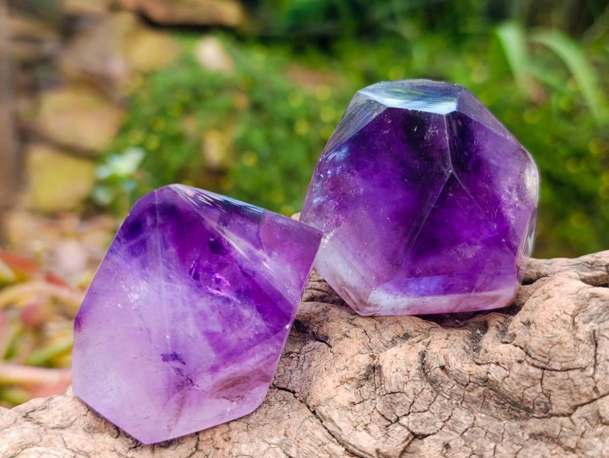 Polished Window Smokey Amethyst Crystals x 6 From Akansobe, Madagascar