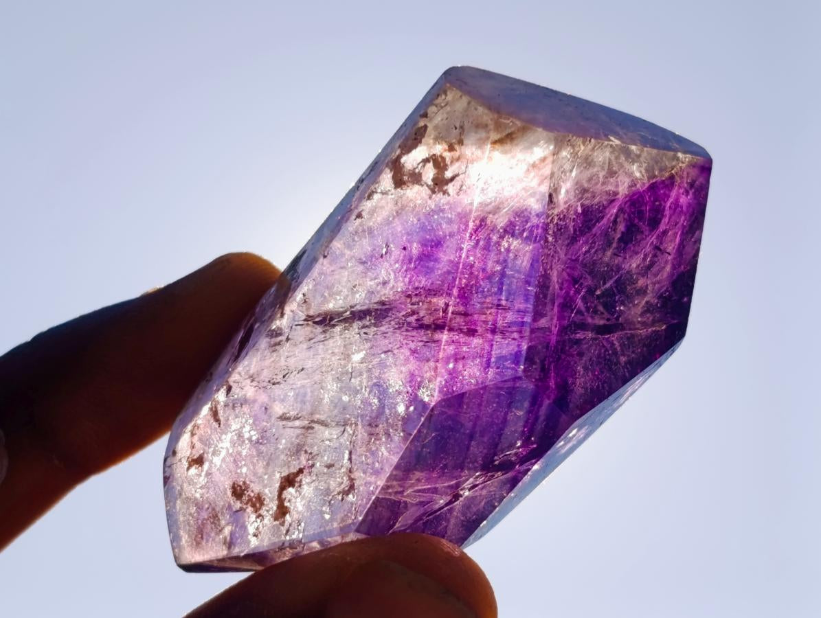 Polished Window Smokey Amethyst Crystals x 6 From Akansobe, Madagascar