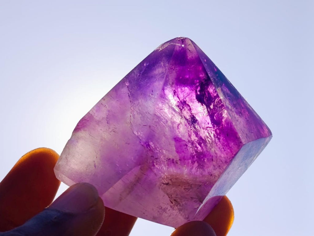 Polished Window Smokey Amethyst Crystals x 6 From Akansobe, Madagascar