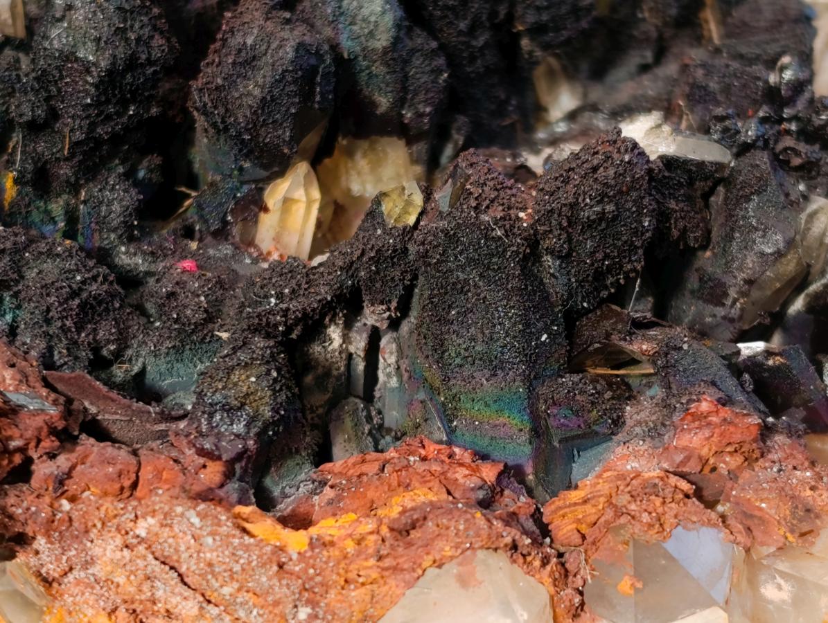 Natural Goethite Coated Blacknite Quartz Clusters x 5 From Madagascar
