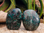 Polished Emerald Mica 'Mutokolite' Standing Free Forms x 3 From Mutoko, Zimbabwe