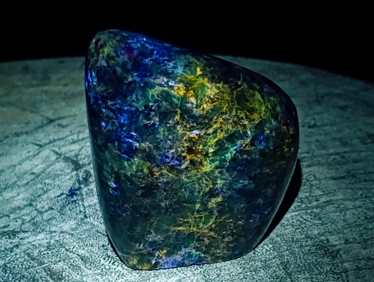 Polished Emerald Mica 'Mutokolite' Standing Free Forms x 3 From Mutoko, Zimbabwe