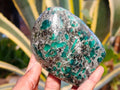 Polished Emerald Mica 'Mutokolite' Standing Free Forms x 3 From Mutoko, Zimbabwe