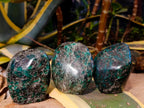 Polished Emerald Mica 'Mutokolite' Standing Free Forms x 3 From Mutoko, Zimbabwe