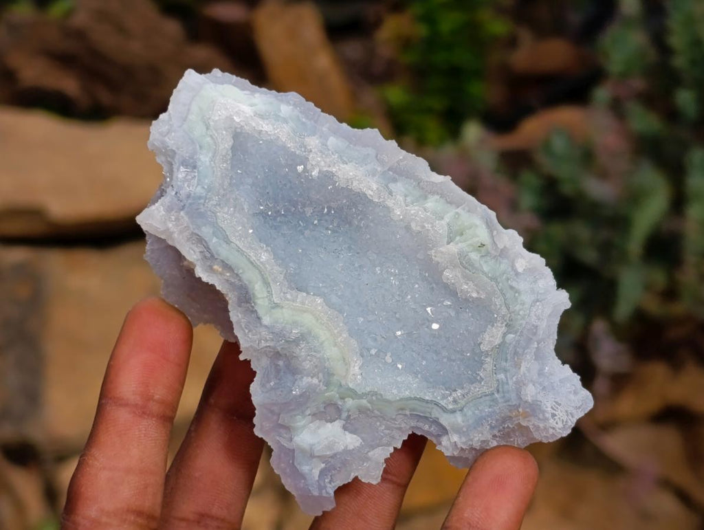Natural Etched Blue Chalcedony Specimens x 12 From Nsanje, Malawi