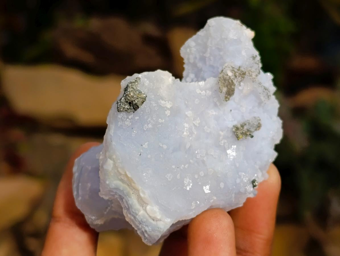 Natural Etched Blue Chalcedony Specimens x 12 From Nsanje, Malawi