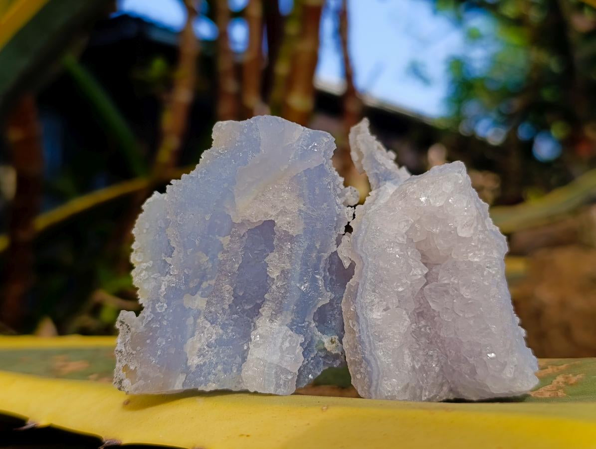 Natural Etched Blue Chalcedony Specimens x 12 From Nsanje, Malawi