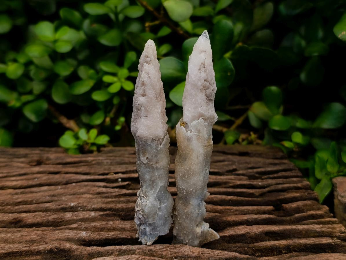 Natural Drusy Quartz Coated Spearhead Calcite Specimens x 24 From Albert's Mountain, Lesotho