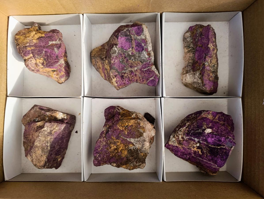 Natural Metallic Purpurite Specimens x 6 From Erongo, Namibia